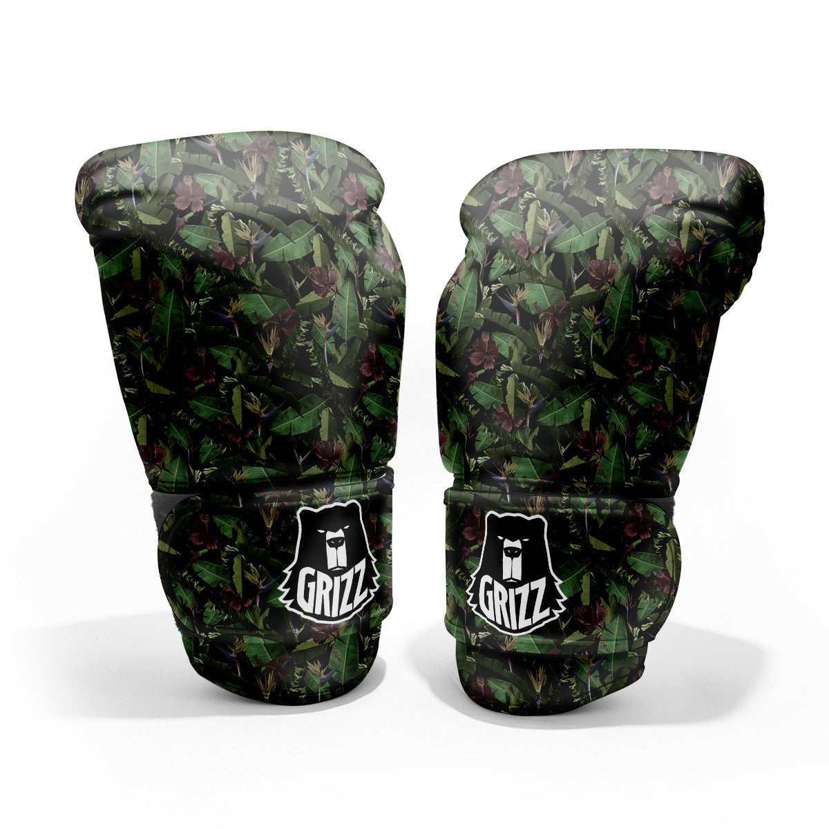 Tropical Hawaiian Dark Print Pattern Sparring Gloves-grizzshop