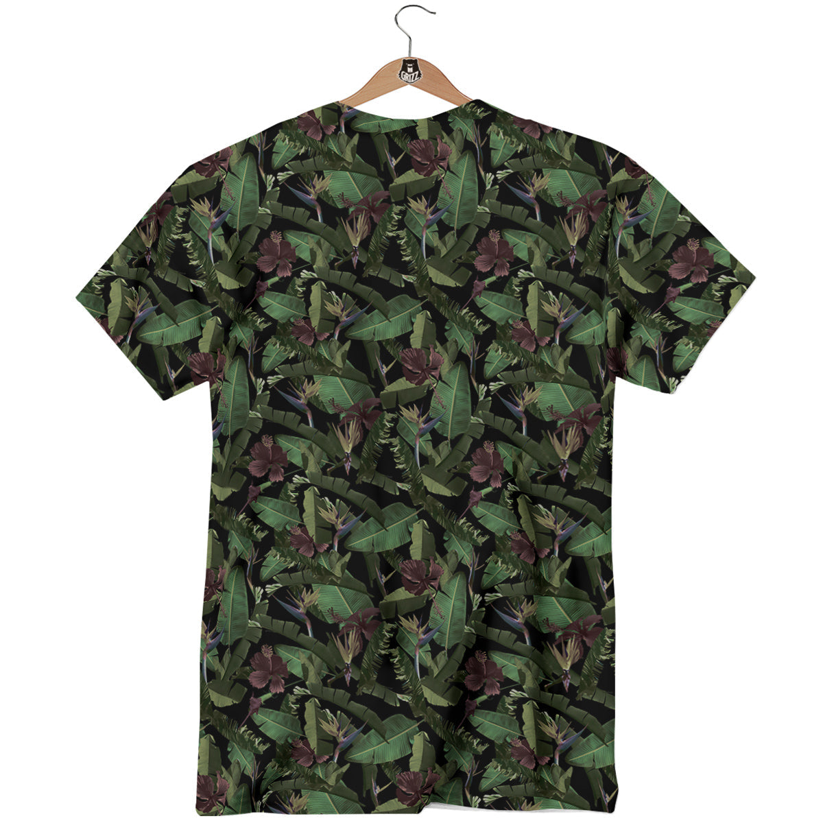 Tropical Hawaiian Dark Print Pattern T-Shirt-grizzshop
