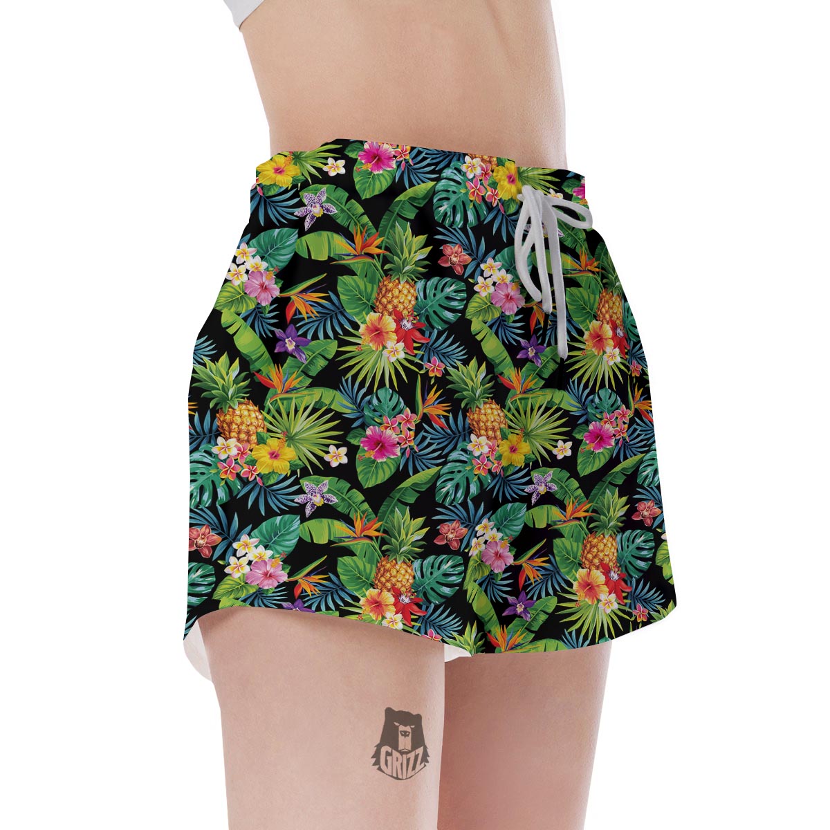 Tropical Hawaiian Floral Print Women's Shorts-grizzshop