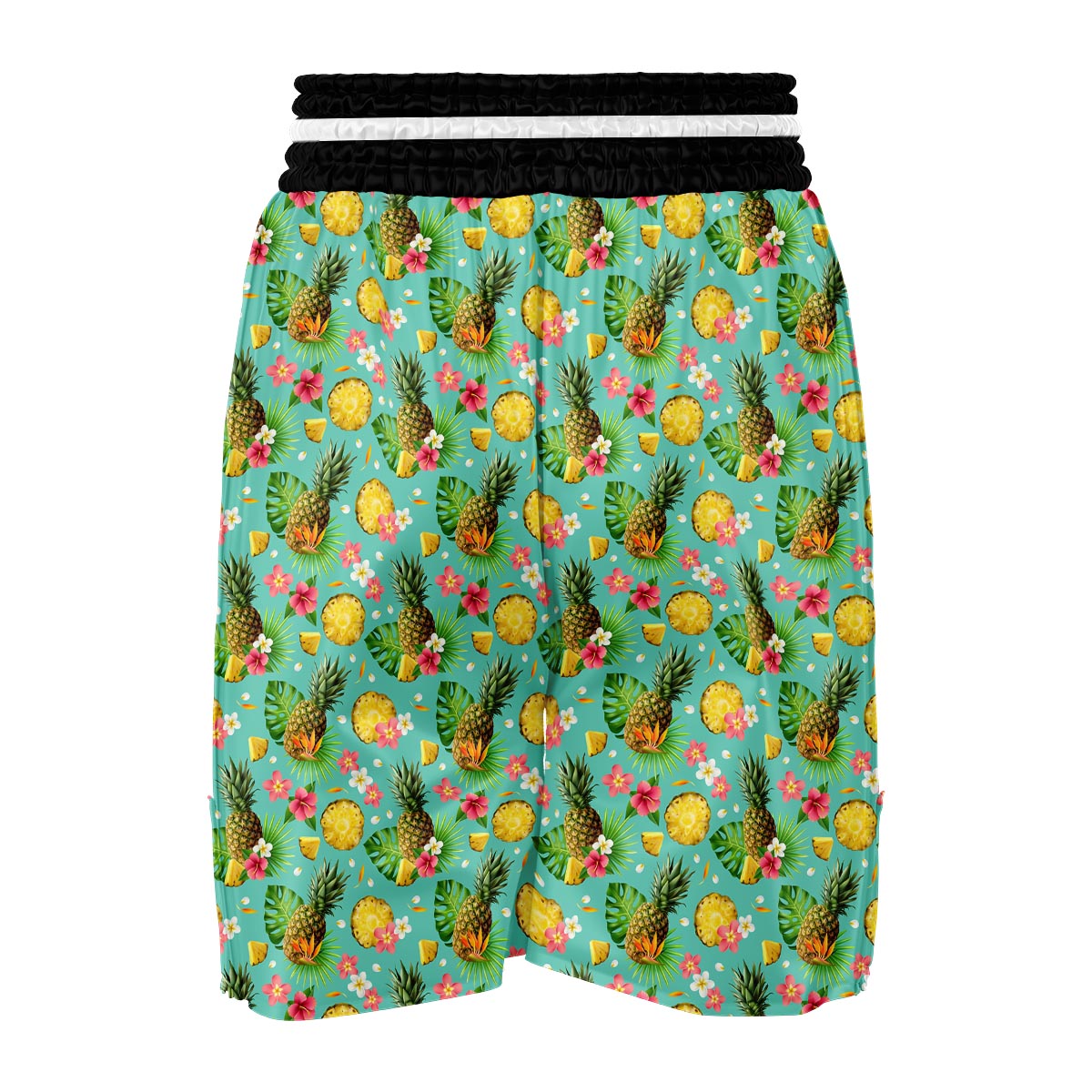 Tropical Hawaiian Hibiscus Pineapple Print Boxing Shorts-grizzshop