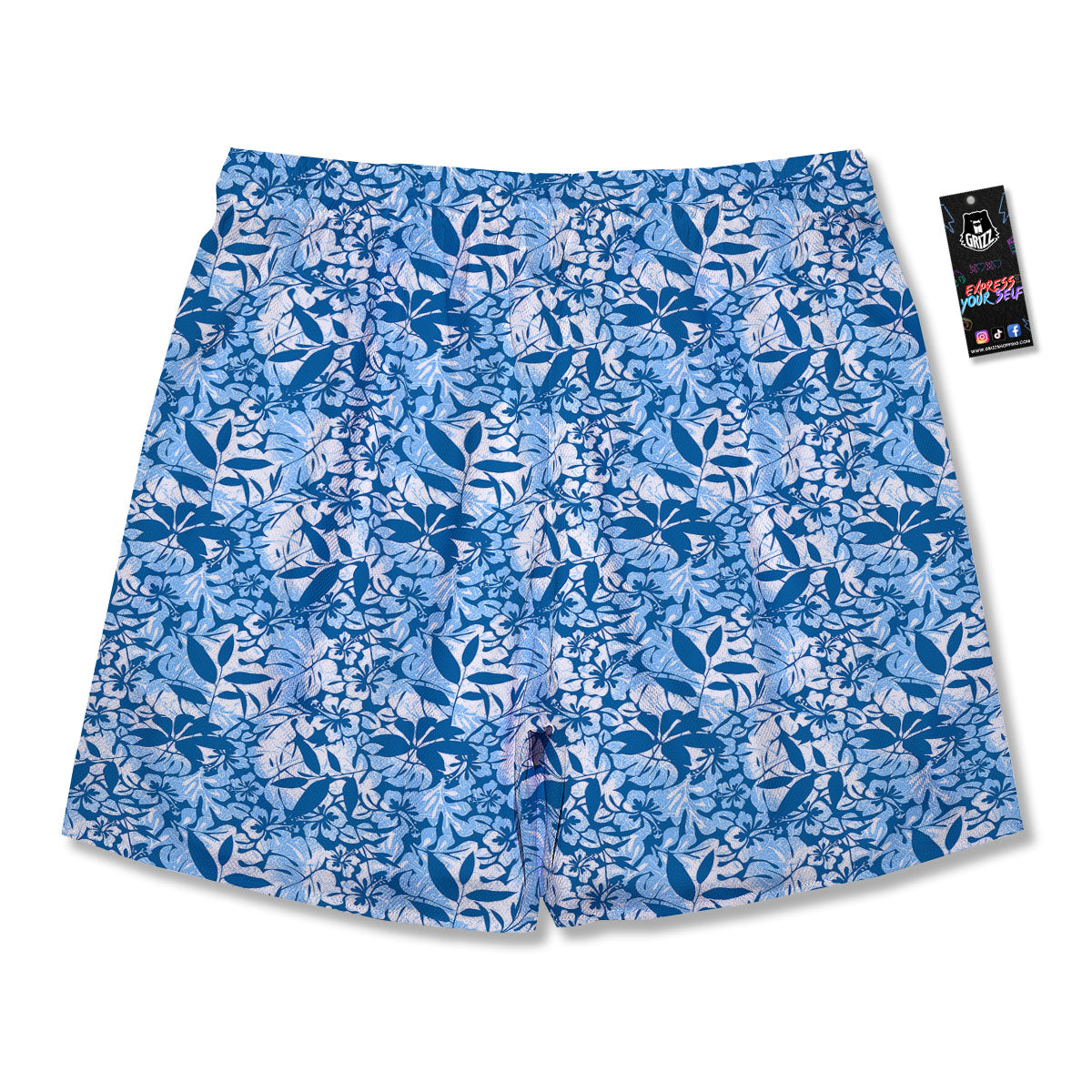 Tropical Hibiscus Blue Print Pattern Men's Running Shorts-grizzshop