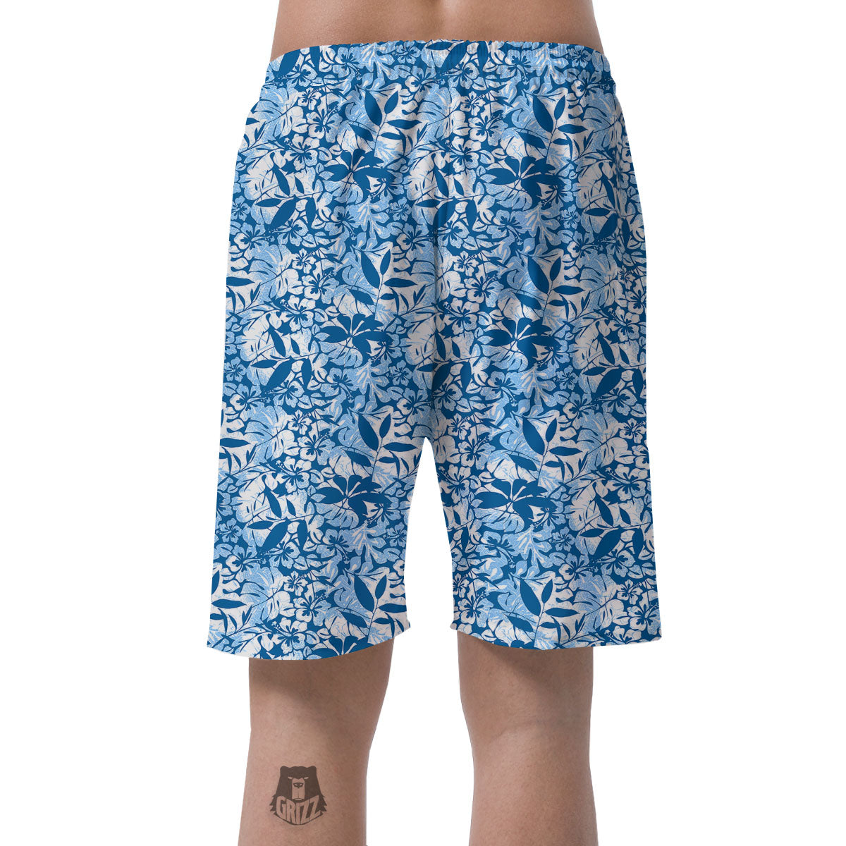 Tropical Hibiscus Blue Print Pattern Men's Shorts-grizzshop