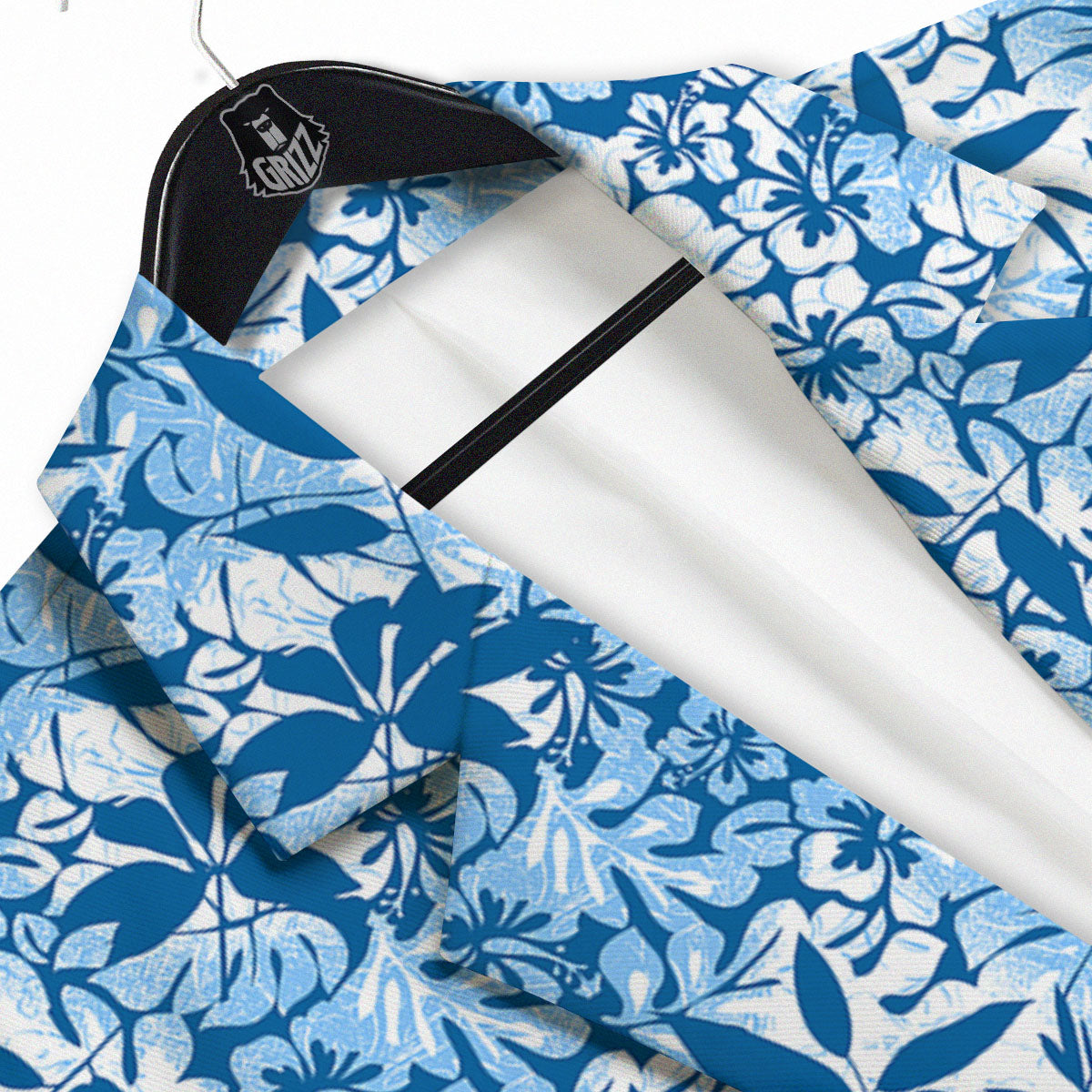 Tropical Hibiscus Blue Print Pattern Men's Sport Coat-grizzshop