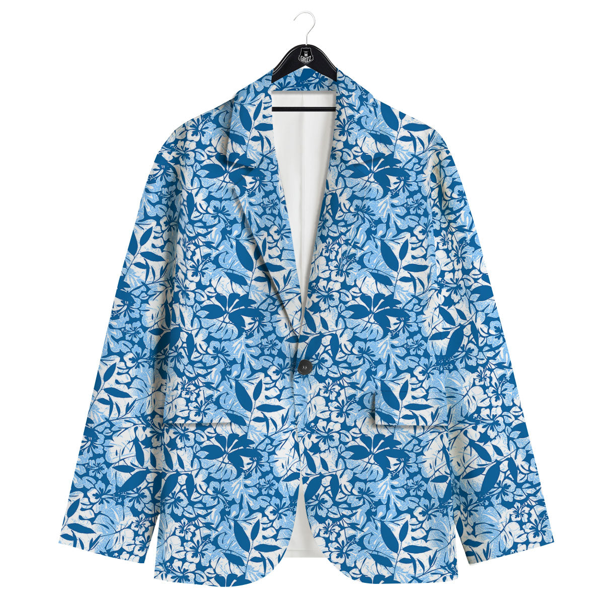 Tropical Hibiscus Blue Print Pattern Men's Sport Coat-grizzshop