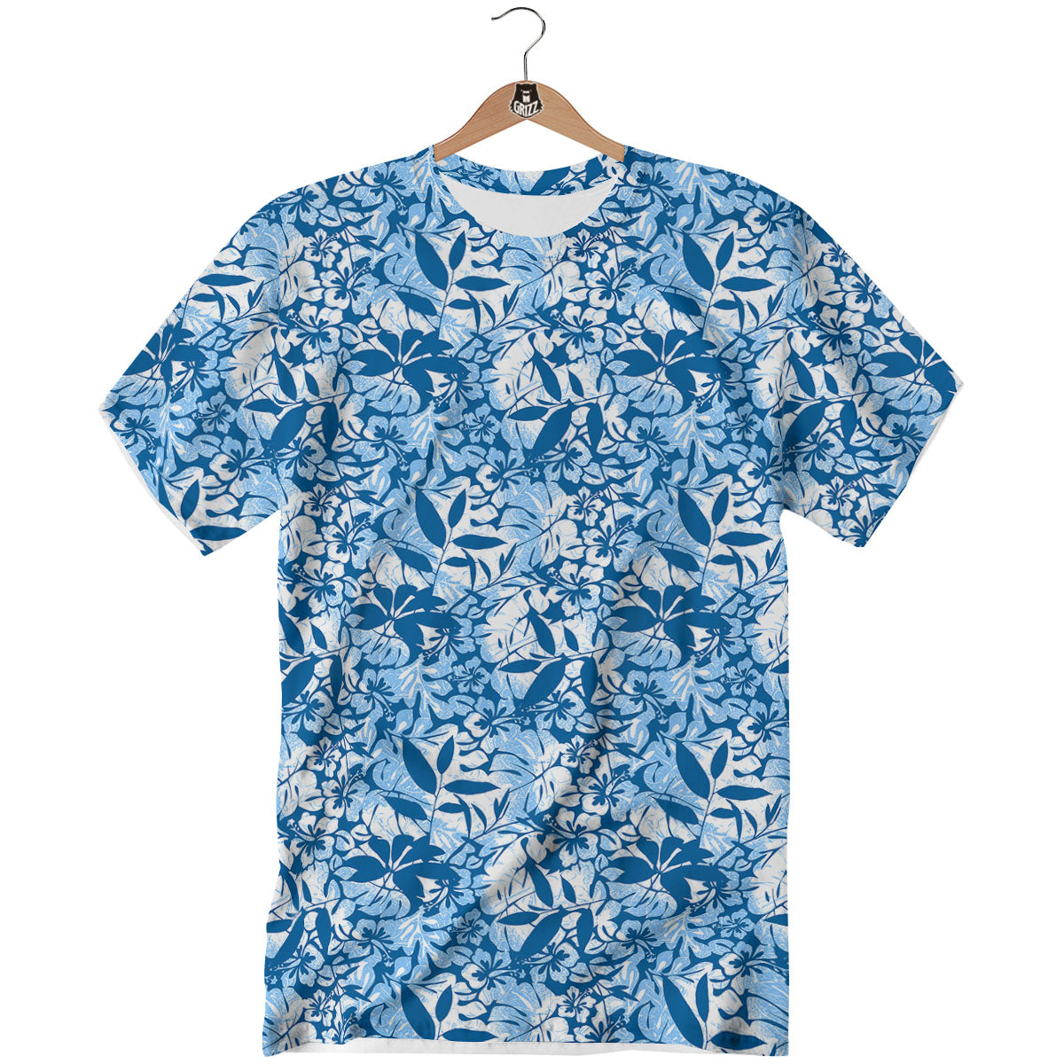 Tropical Hibiscus Blue Print Pattern T-Shirt-grizzshop