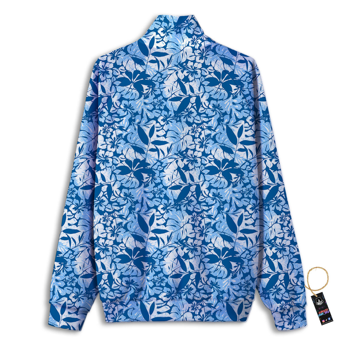 Tropical Hibiscus Blue Print Pattern Track Jacket-grizzshop