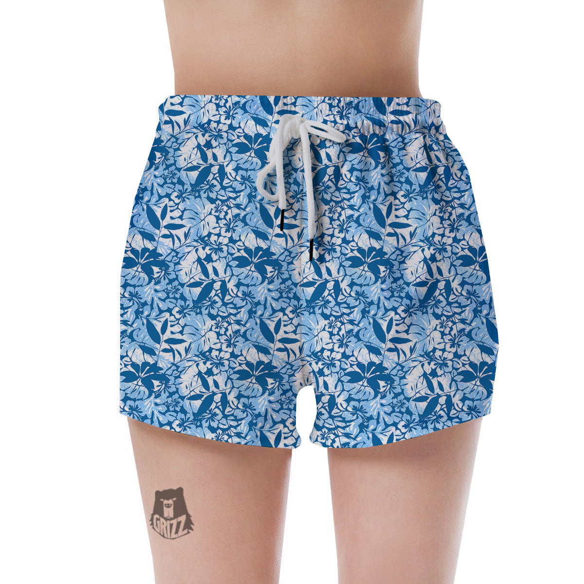 Tropical Hibiscus Blue Print Pattern Women's Shorts-grizzshop