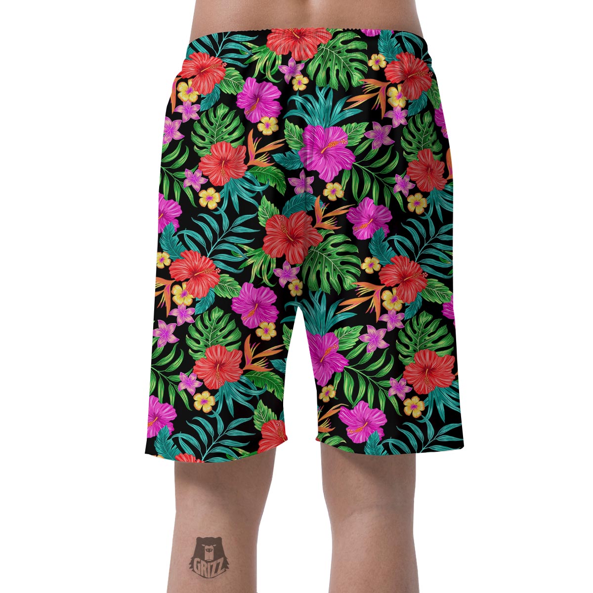 Tropical Hibiscus Floral Hawaiian Print Men's Shorts-grizzshop