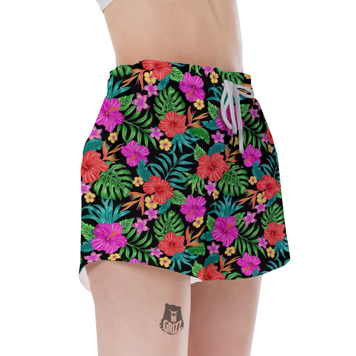 Tropical Hibiscus Floral Hawaiian Print Women's Shorts-grizzshop