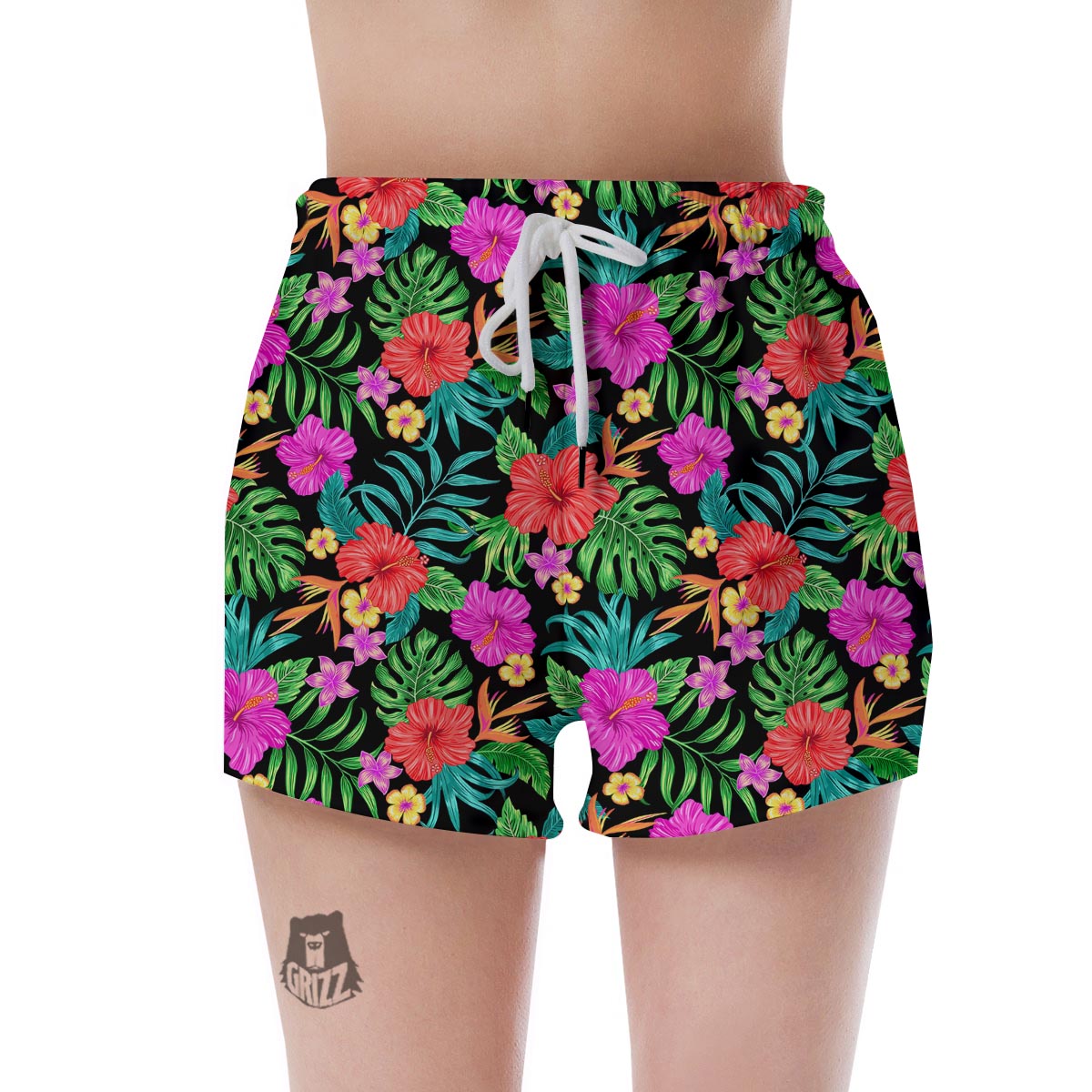 Tropical Hibiscus Floral Hawaiian Print Women's Shorts-grizzshop