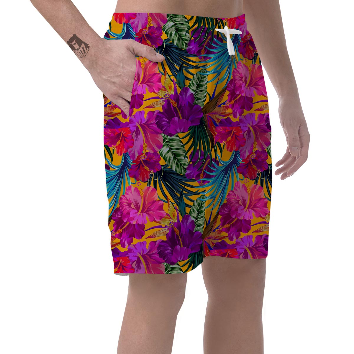 Tropical Hibiscus Flower Hawaiian Print Men's Shorts-grizzshop