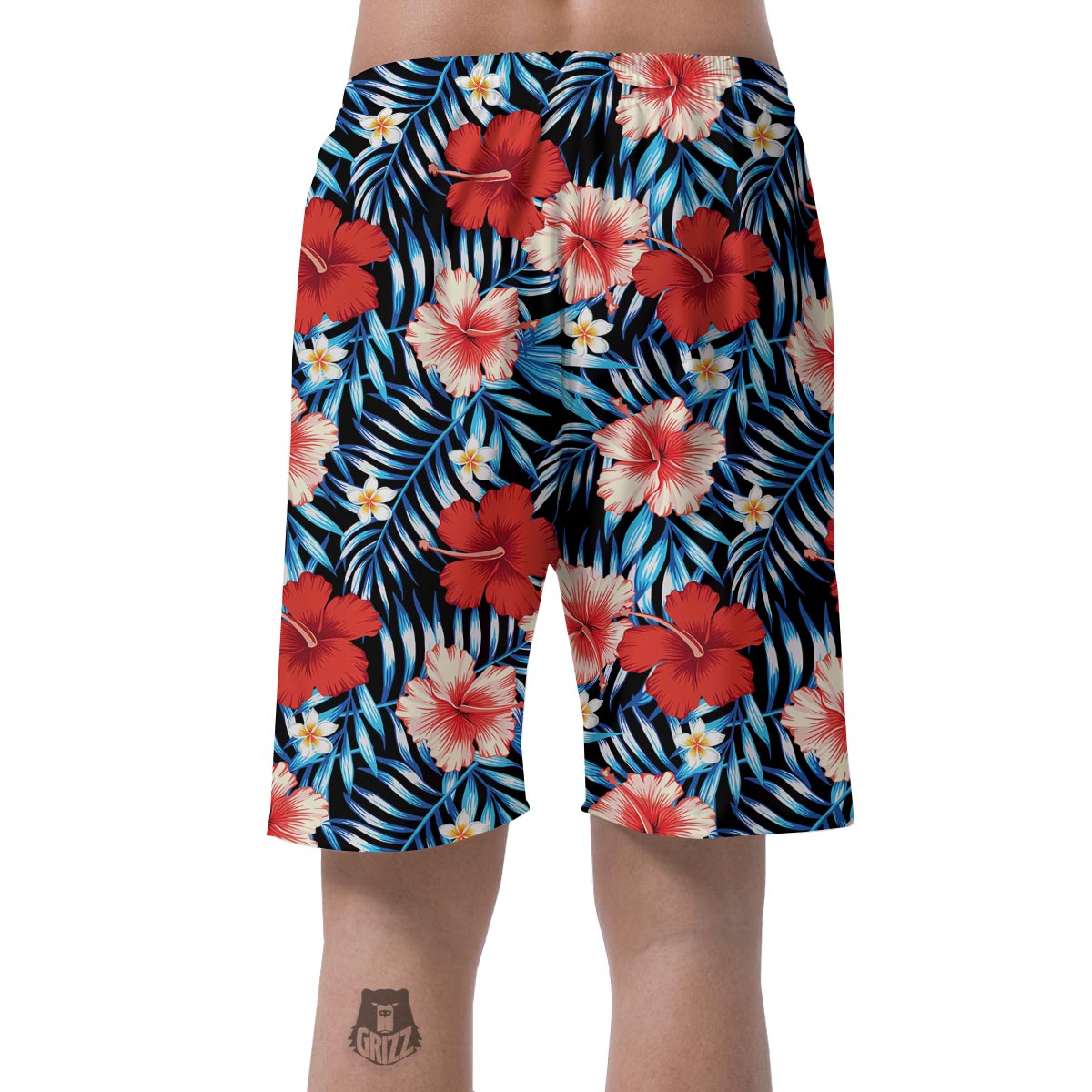 Tropical Hibiscus Flower Print Men's Shorts-grizzshop