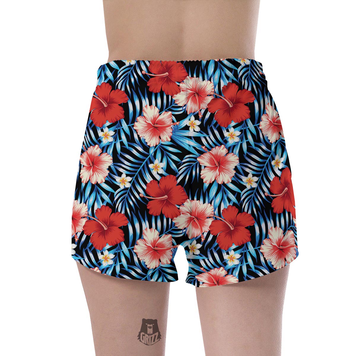 Tropical Hibiscus Flower Print Women's Shorts-grizzshop
