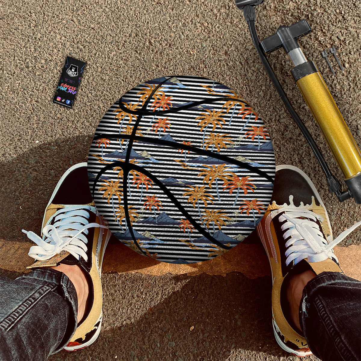 Tropical Island And Stripes Print Pattern Basketball-grizzshop