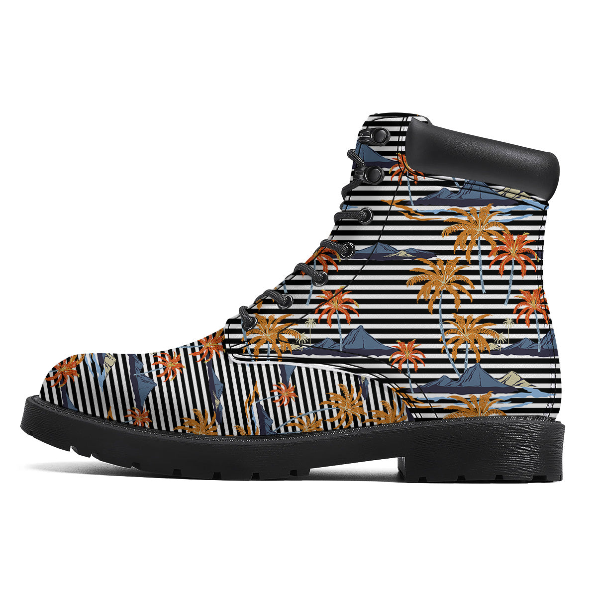 Tropical Island And Stripes Print Pattern Boots-grizzshop