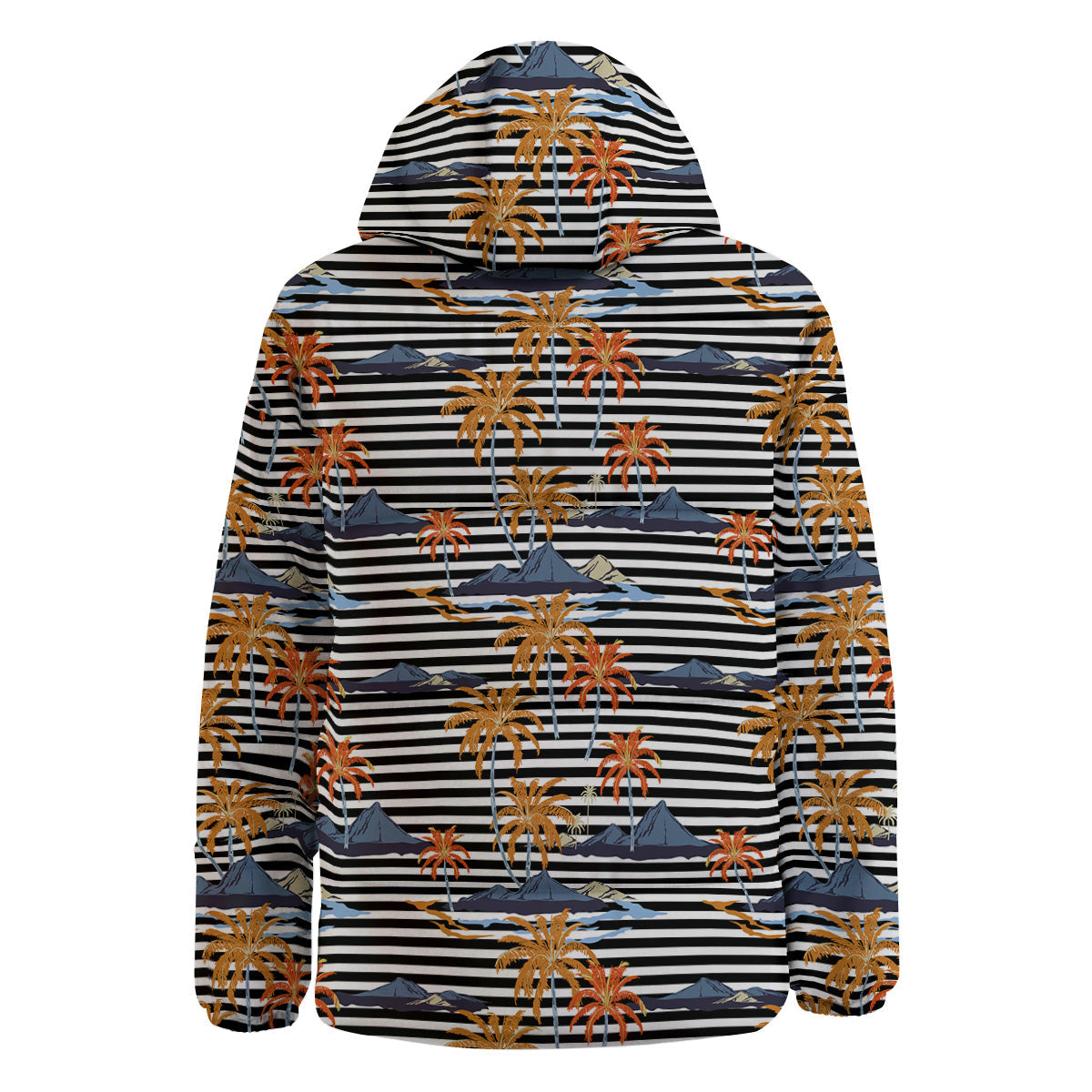 Tropical Island And Stripes Print Pattern Down Jacket-grizzshop