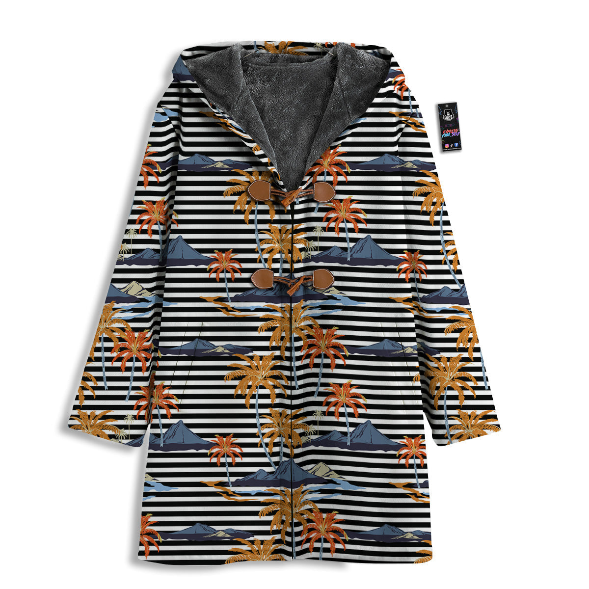 Tropical Island And Stripes Print Pattern Men's Windbreaker Jacket-grizzshop
