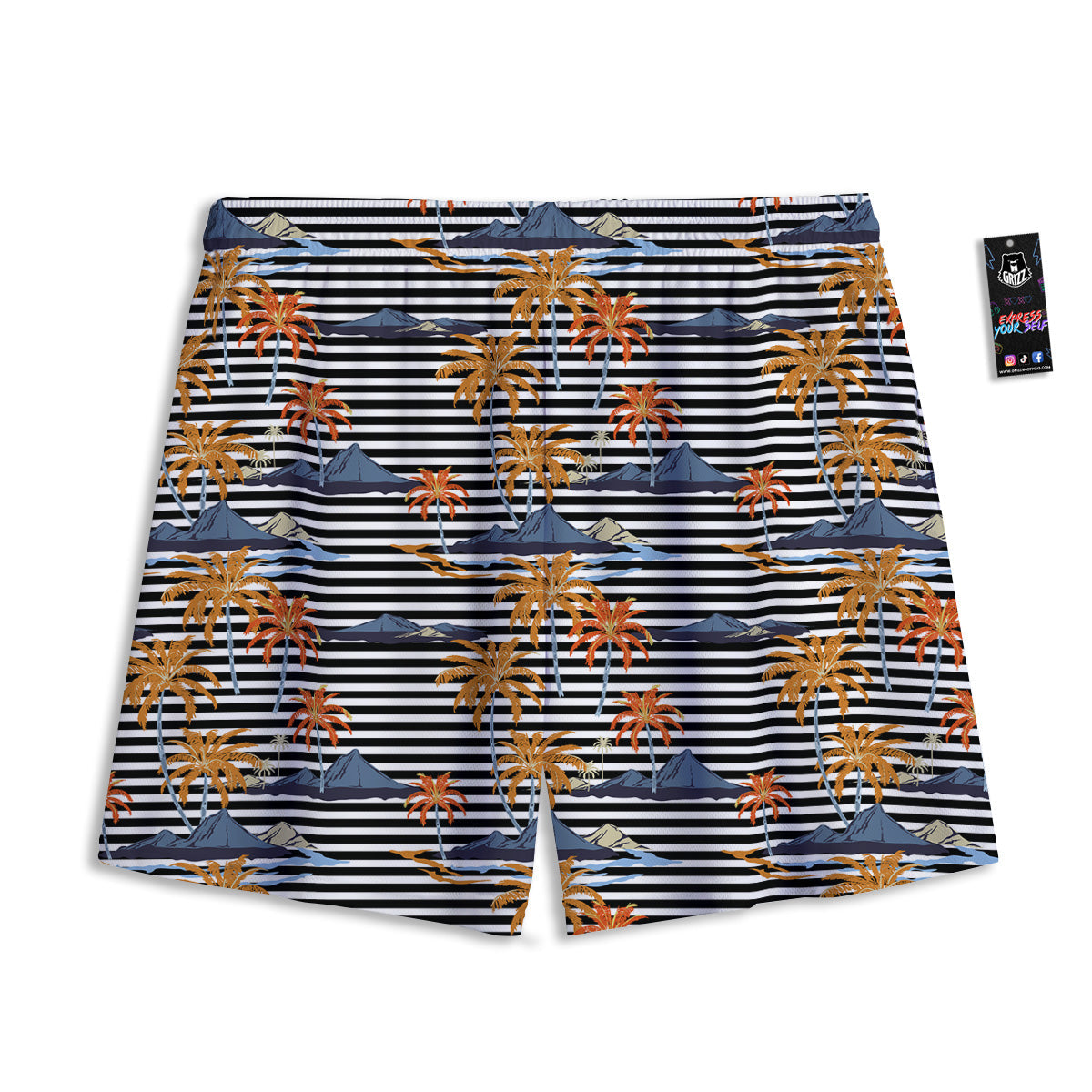 Volcano Erupt Print Mesh Shorts
