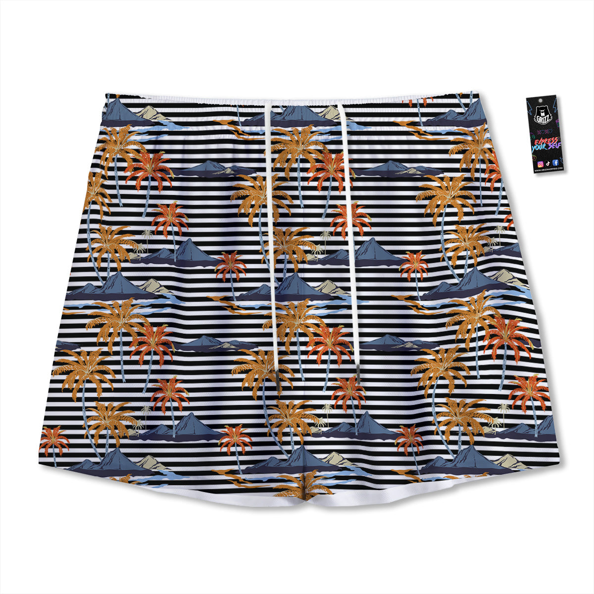 Volcano Erupt Print Mesh Shorts