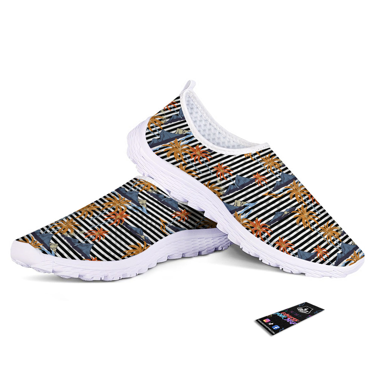 Tropical Island And Stripes Print Pattern Nurse Shoes-grizzshop