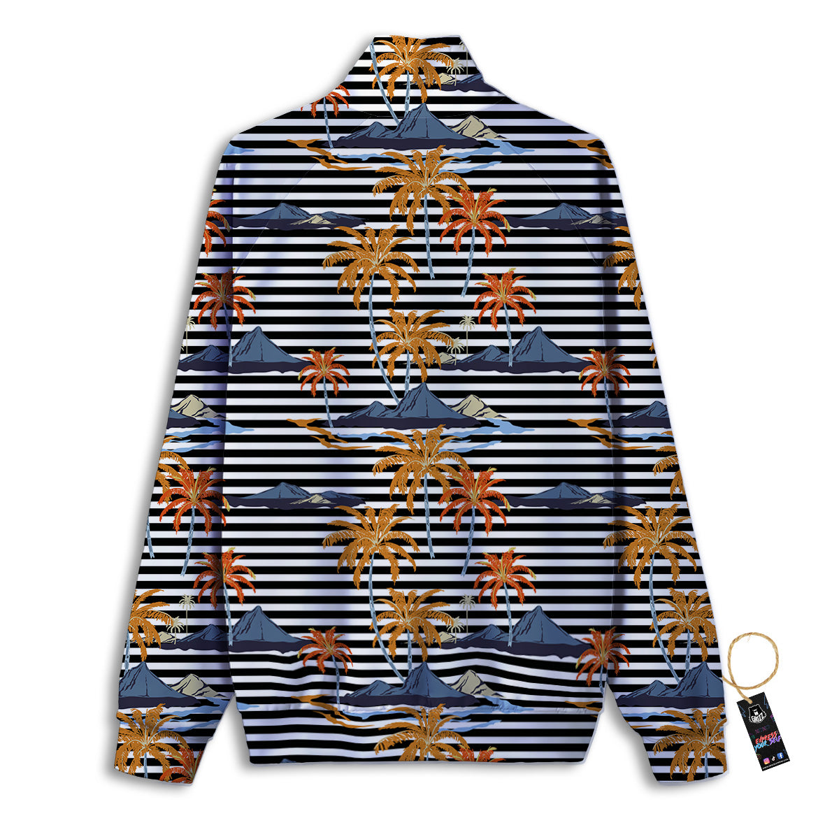 Tropical Island And Stripes Print Pattern Track Jacket-grizzshop
