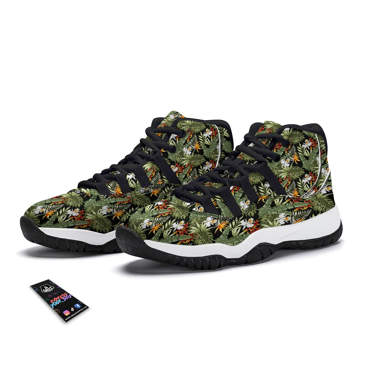 Tropical Jungle Black Bball Shoes-grizzshop