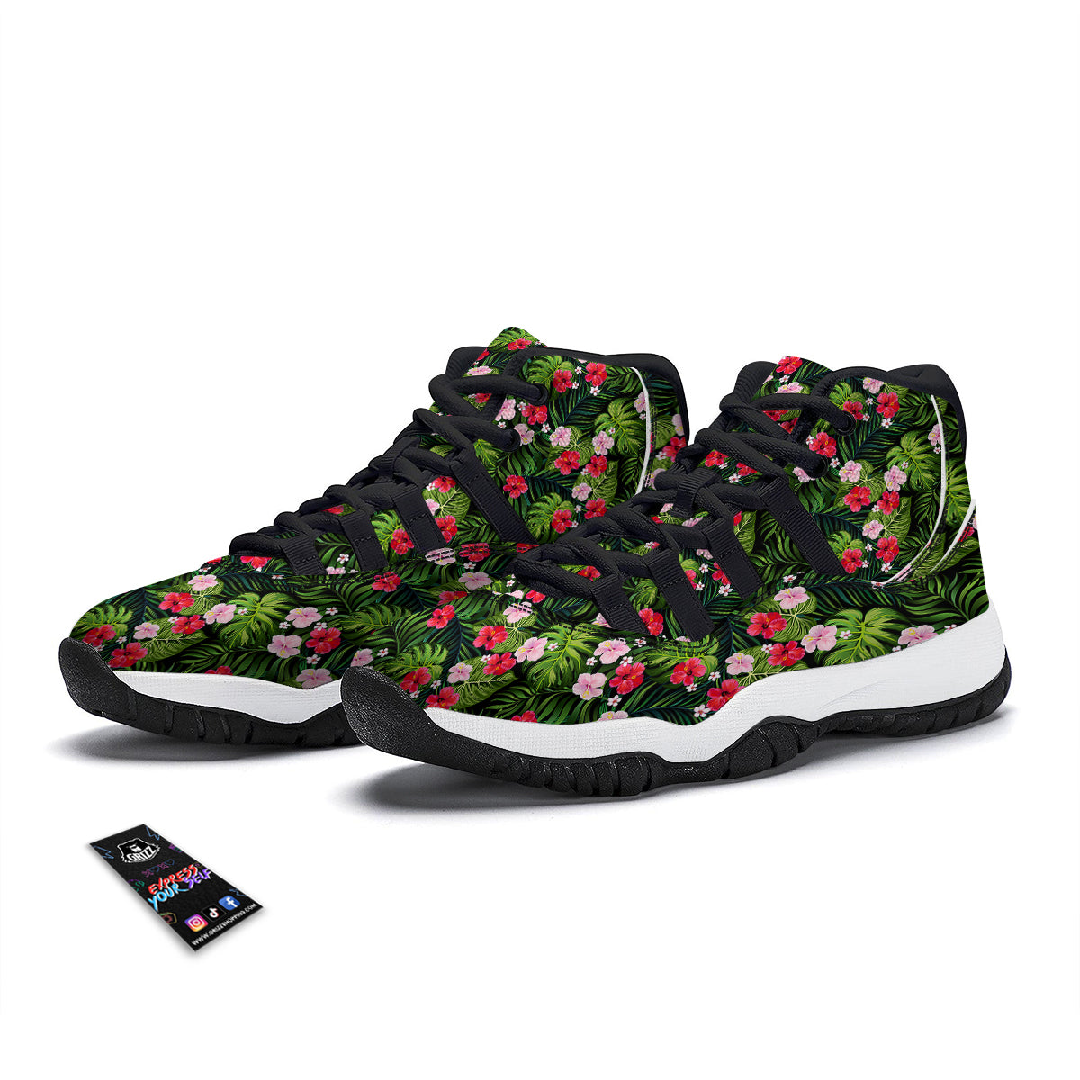 Tropical Jungle Palm Leave Black Bball Shoes-grizzshop