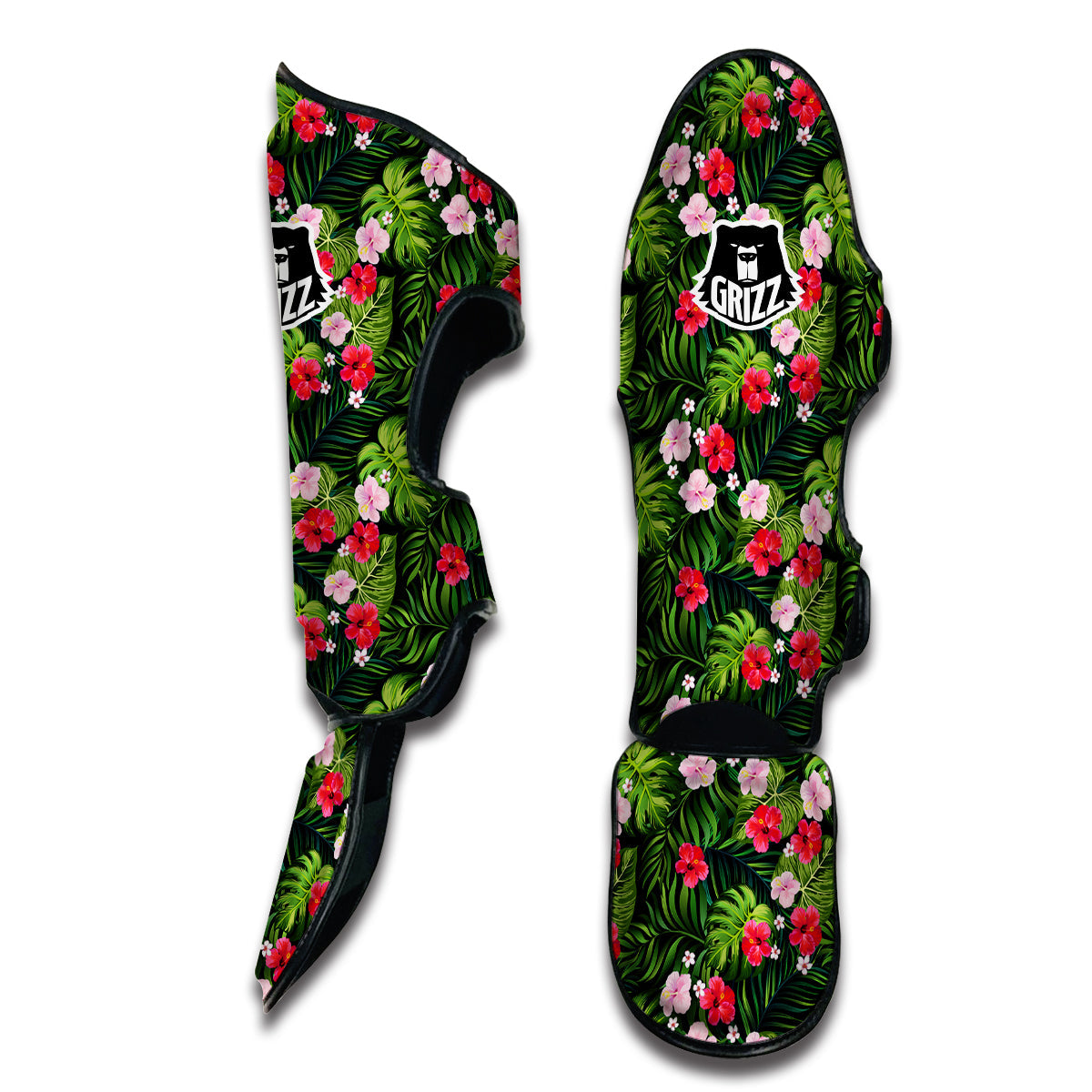 Tropical Jungle Palm Leave Muay Thai Shin Guards-grizzshop