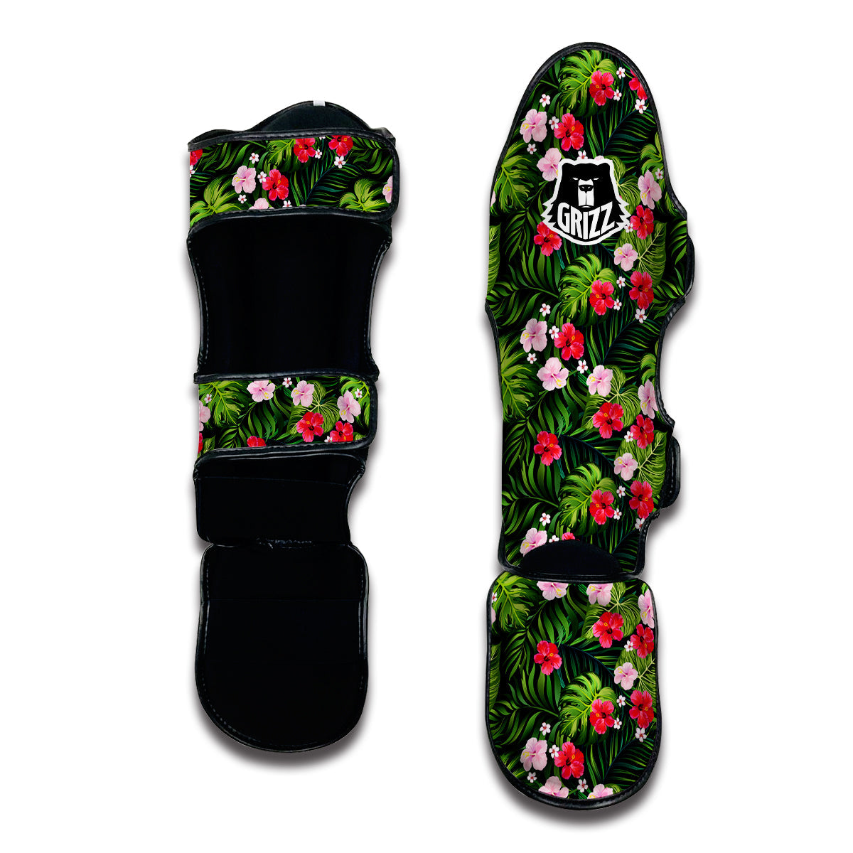 Tropical Jungle Palm Leave Muay Thai Shin Guards-grizzshop