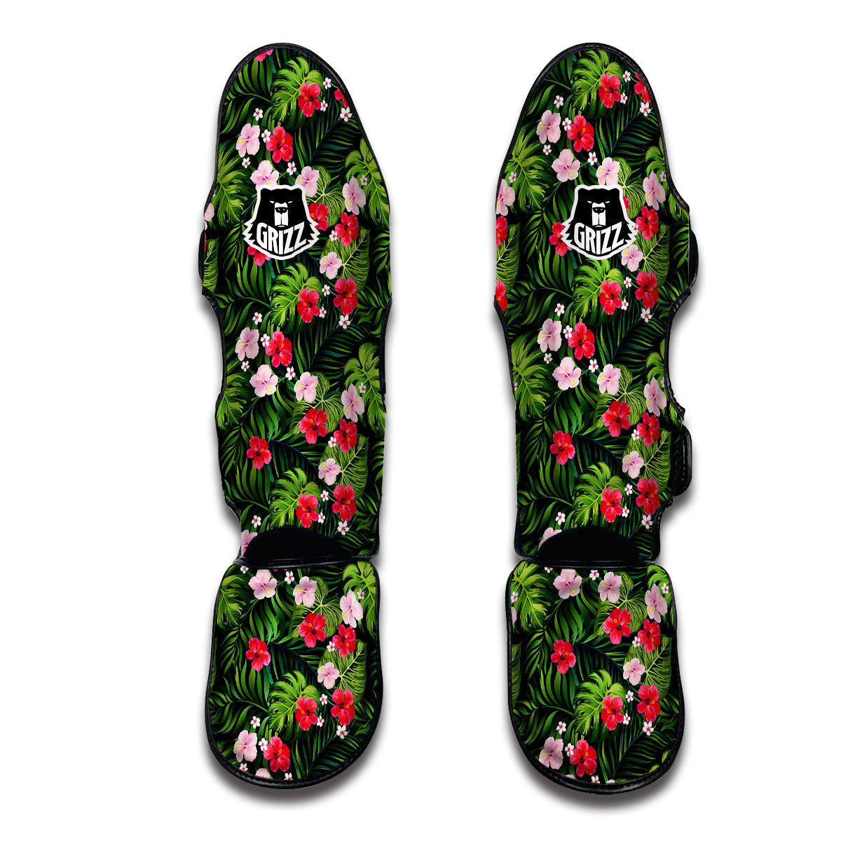 Tropical Jungle Palm Leave Muay Thai Shin Guards-grizzshop