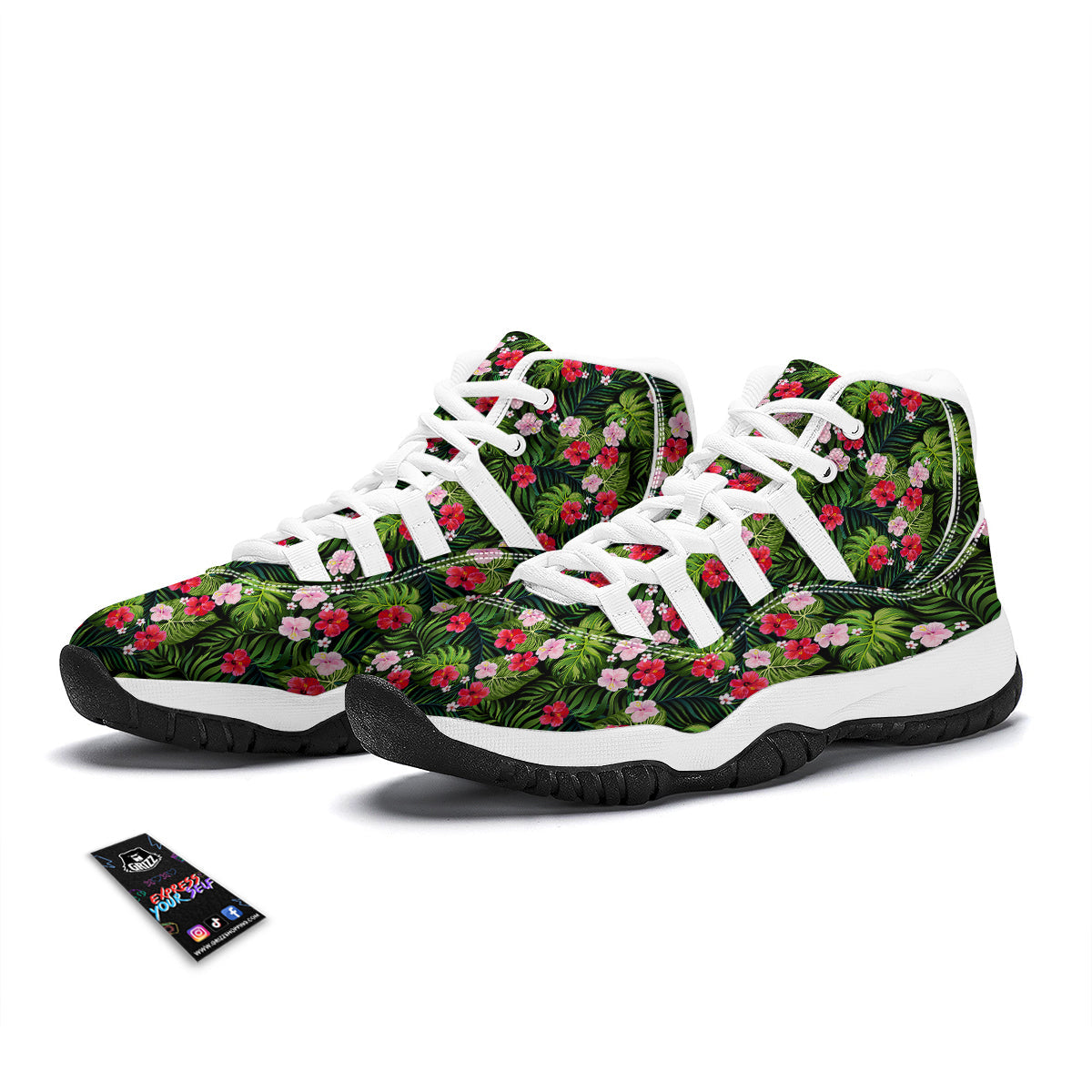 Tropical Jungle Palm Leave White Bball Shoes-grizzshop