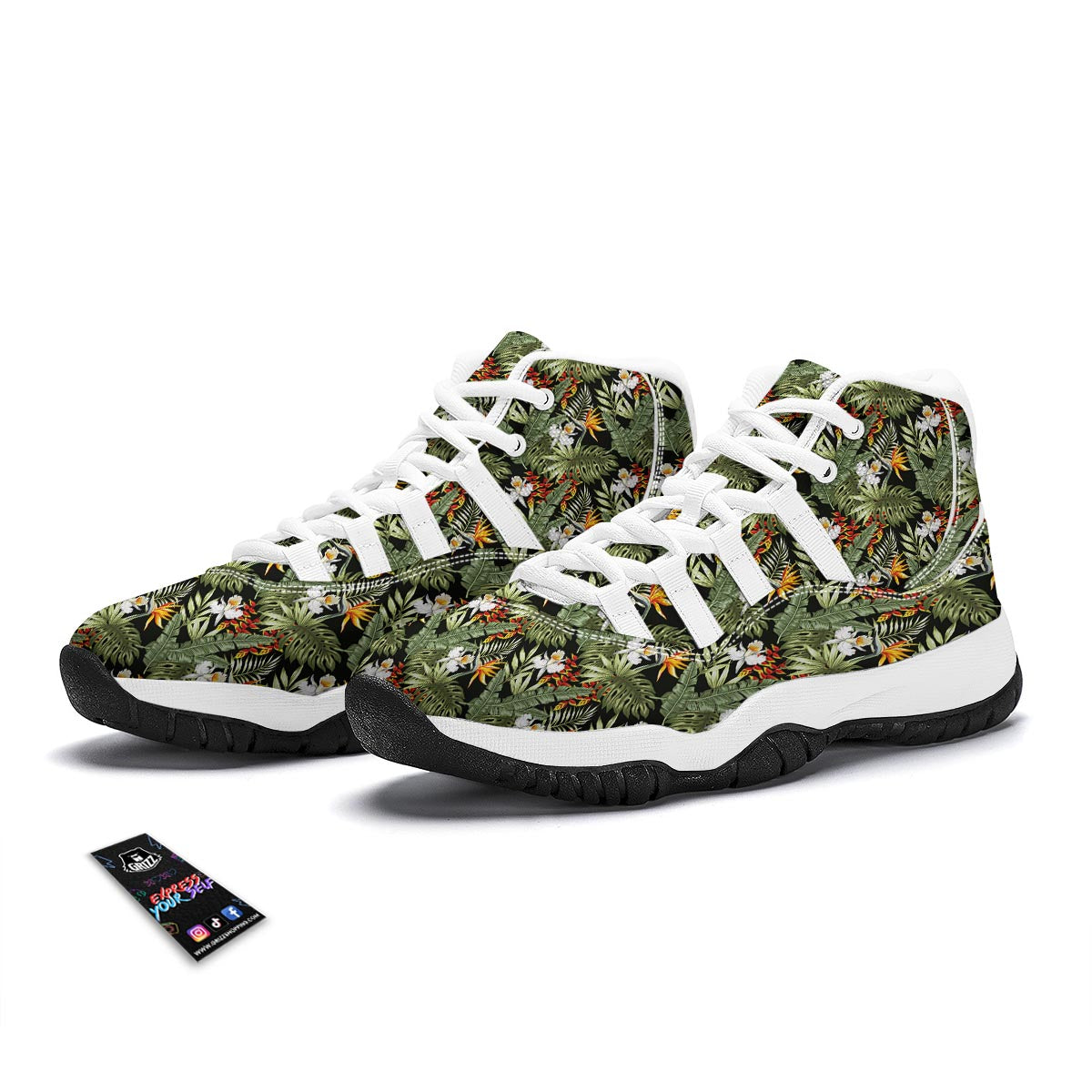 Tropical Jungle White Bball Shoes-grizzshop