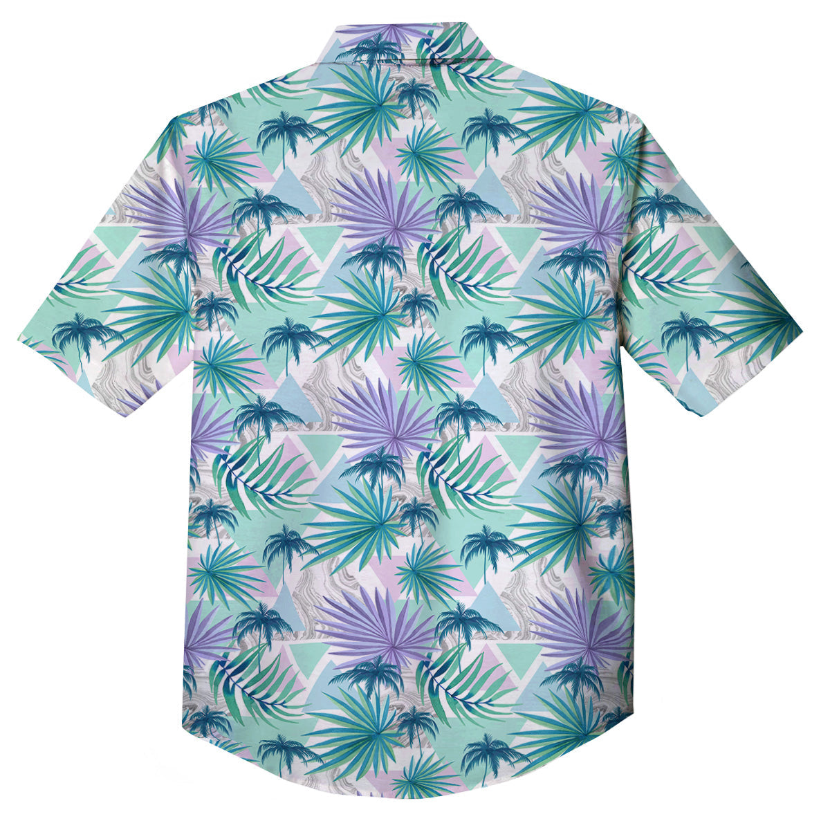 Tropical Leaf And Triangles Pastel Print Pattern Button Up Shirt-grizzshop