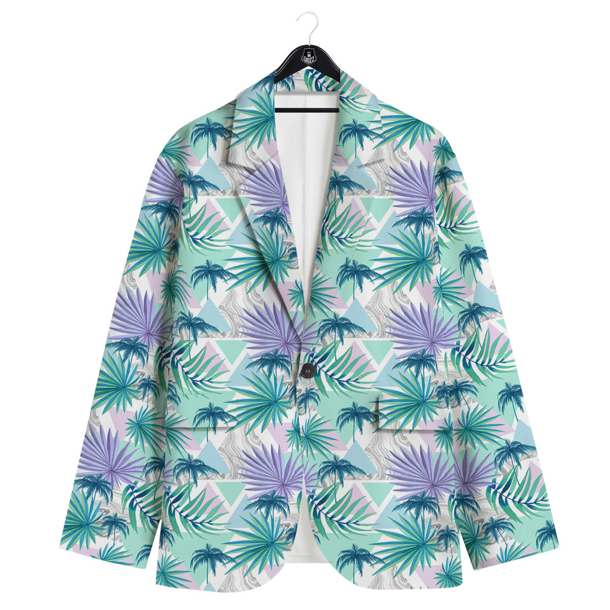 Tropical Leaf And Triangles Pastel Print Pattern Men's Sport Coat-grizzshop