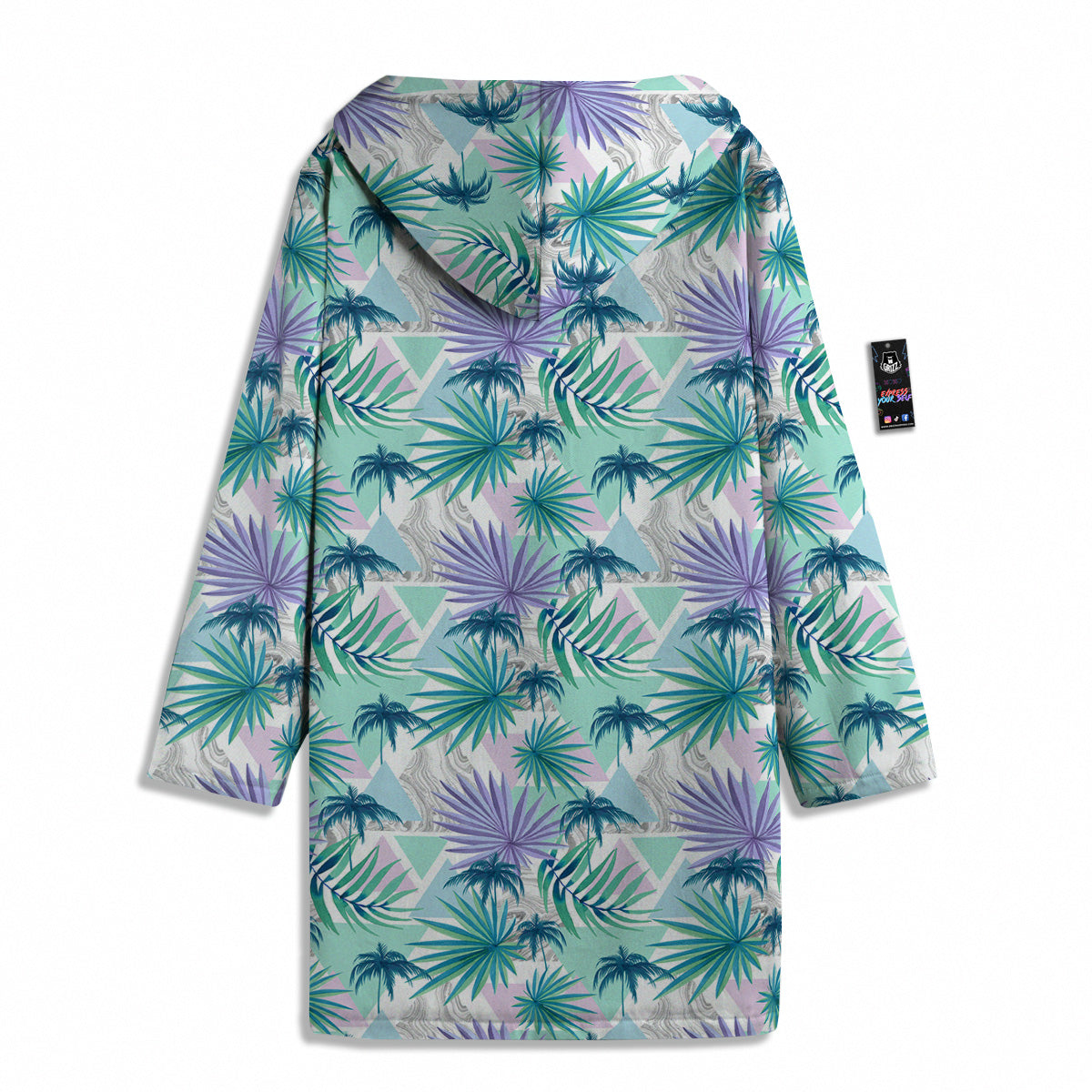 Tropical Leaf And Triangles Pastel Print Pattern Men's Windbreaker Jacket-grizzshop