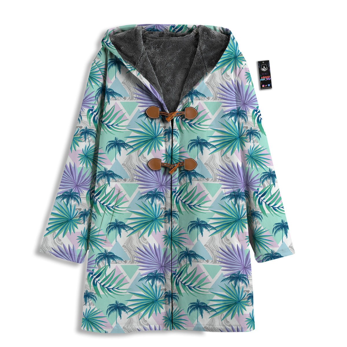 Tropical Leaf And Triangles Pastel Print Pattern Men's Windbreaker Jacket-grizzshop