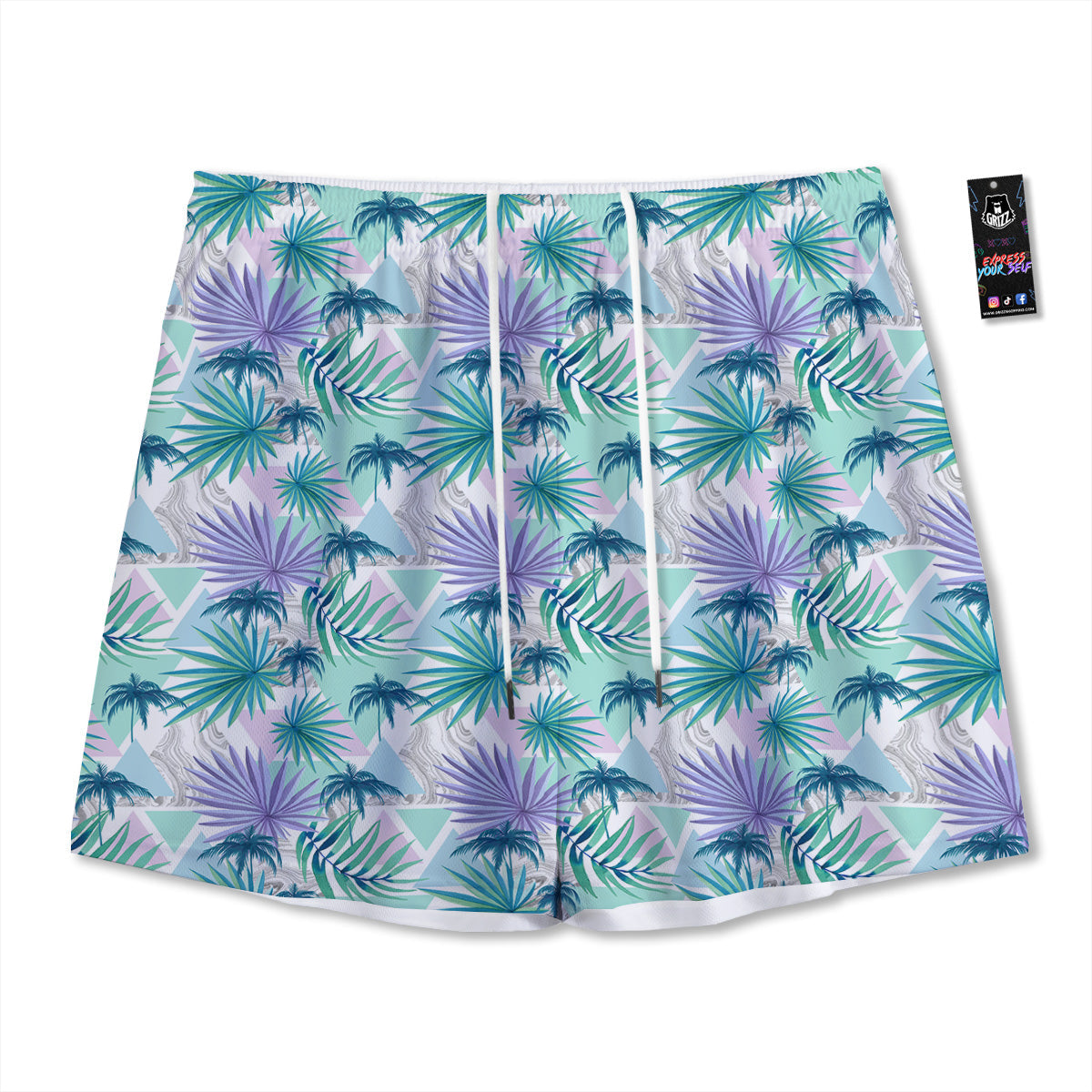 Volcano On Fire Print Mesh Shorts