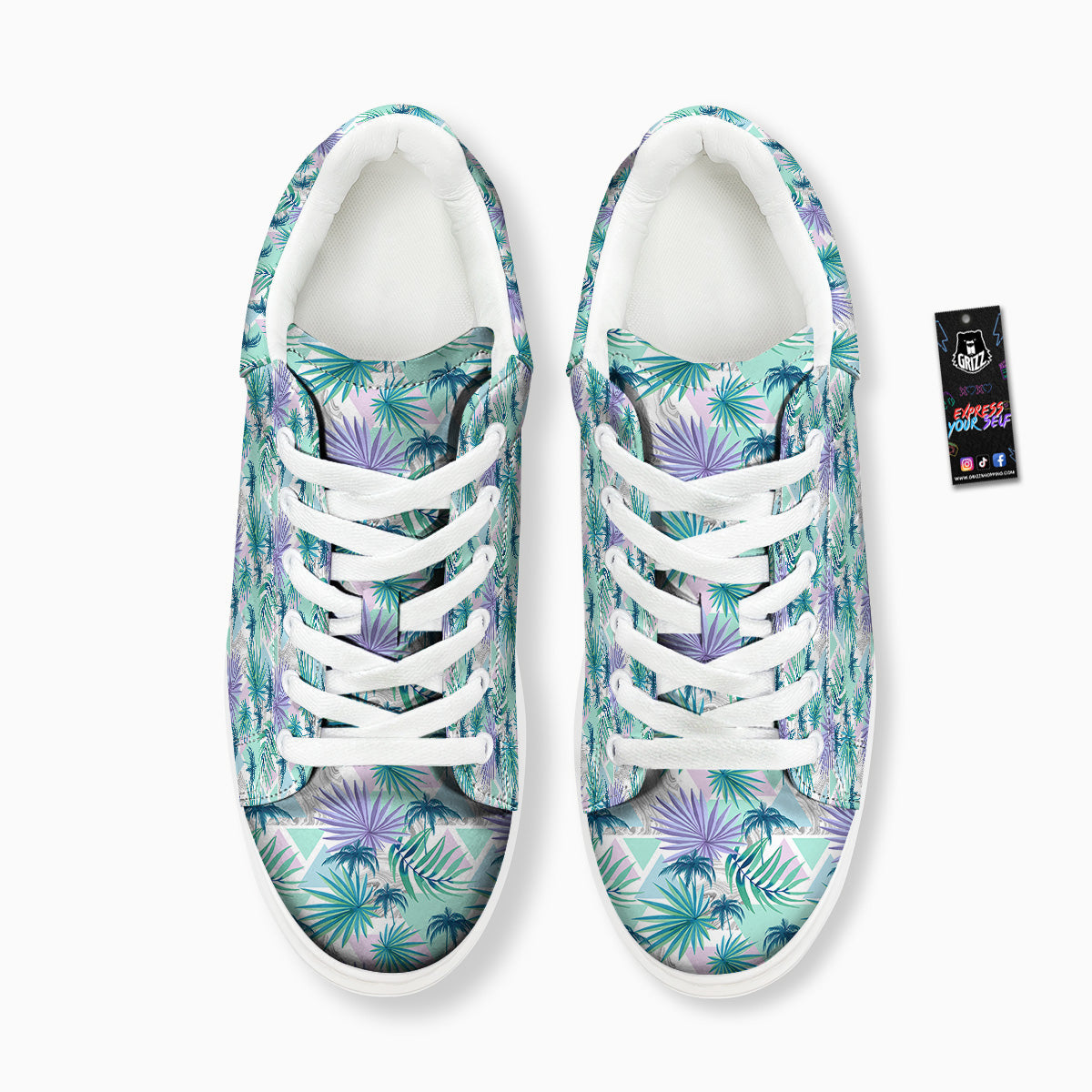 Tropical Leaf And Triangles Pastel Print Pattern Platform Shoes-grizzshop