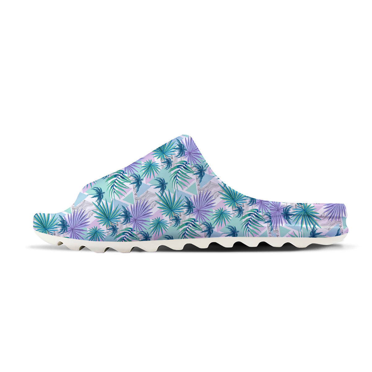 Tropical Leaf And Triangles Pastel Print Pattern Sandals-grizzshop