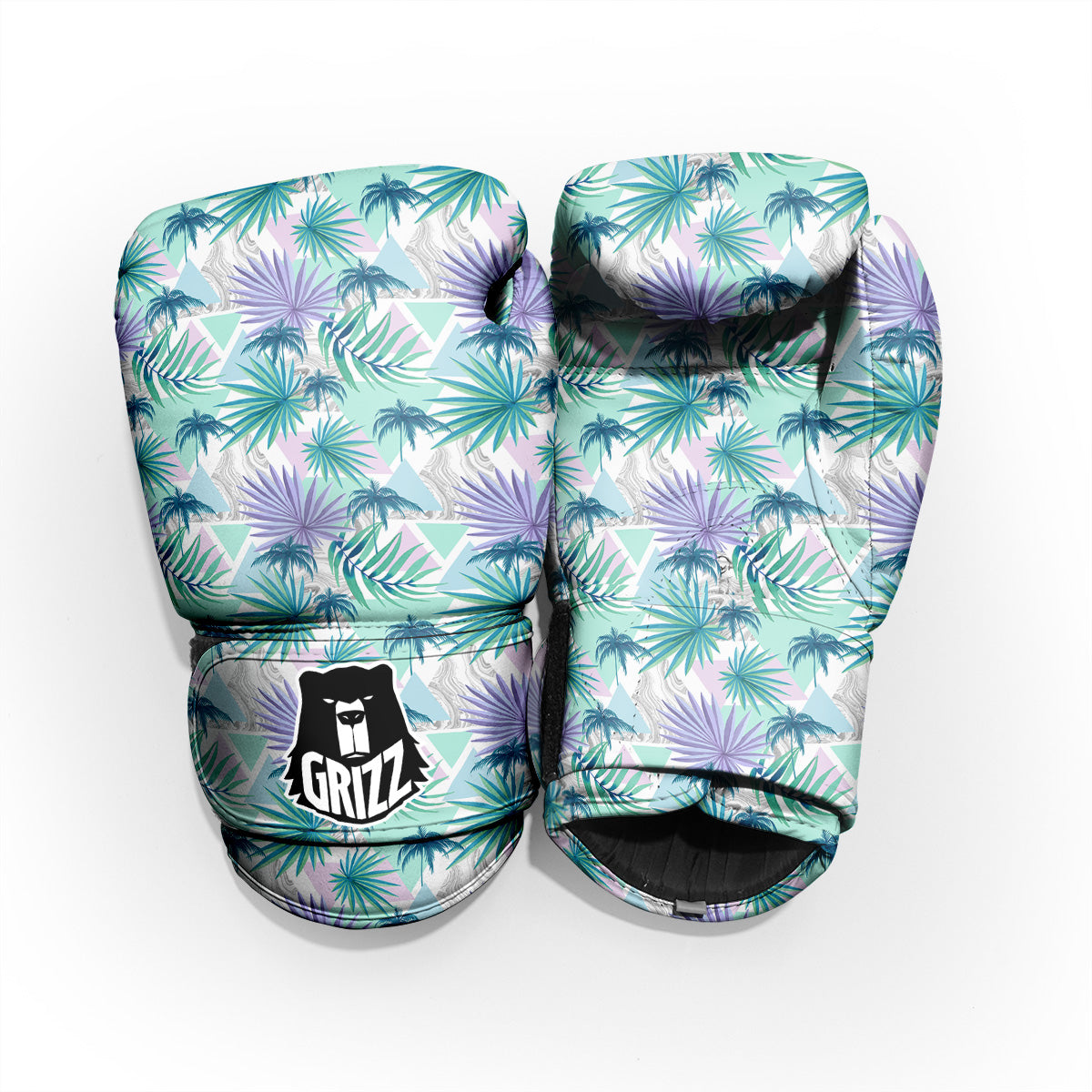 Tropical Leaf And Triangles Pastel Print Pattern Pro Boxing Glove