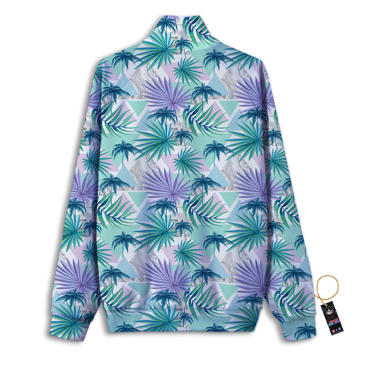 Tropical Leaf And Triangles Pastel Print Pattern Track Jacket-grizzshop