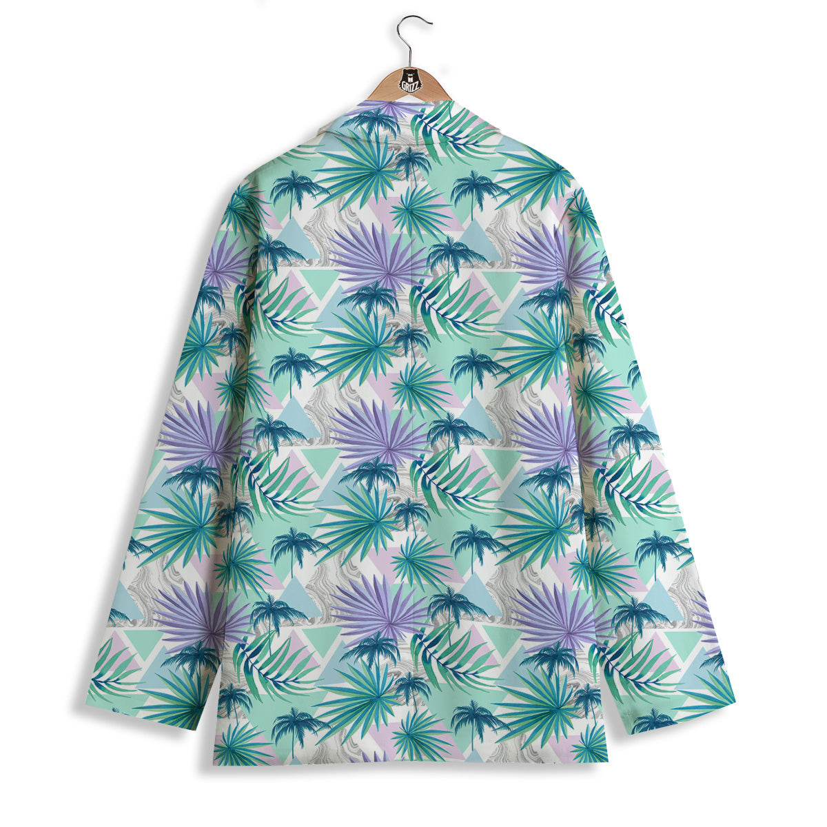Tropical Leaf And Triangles Pastel Print Pattern Women's Blazer-grizzshop