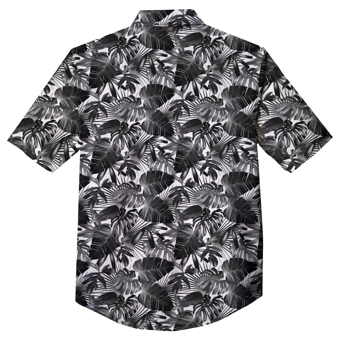 Tropical Leaf Black White Print Pattern Button Up Shirt-grizzshop