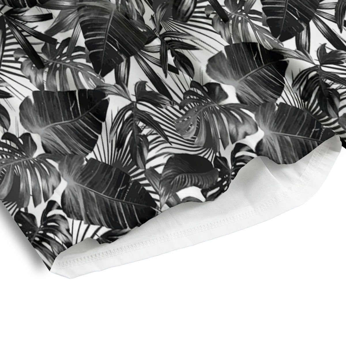 Tropical Leaf Black White Print Pattern Men's Athletic Shorts