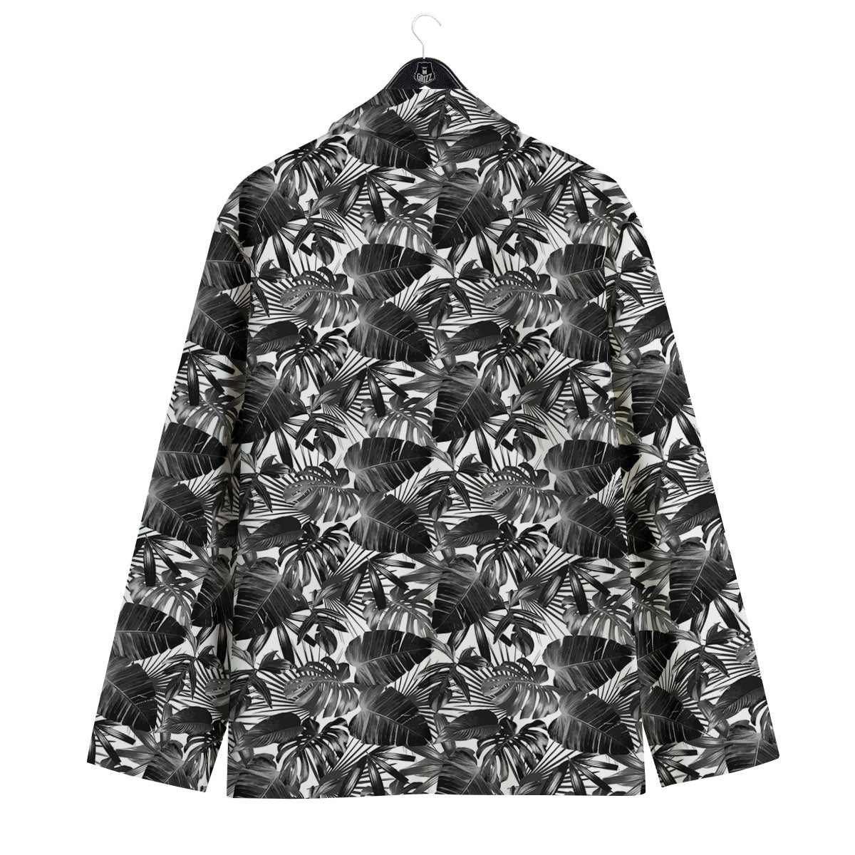 Tropical Leaf Black White Print Pattern Men's Sport Coat-grizzshop