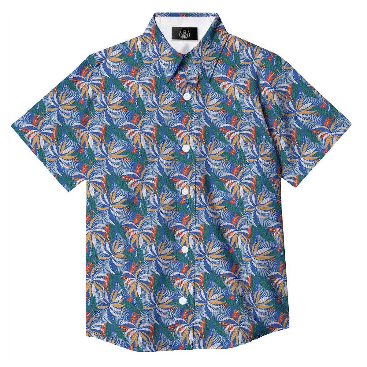 Tropical Leaf Colorful Print Pattern Button Up Shirt-grizzshop
