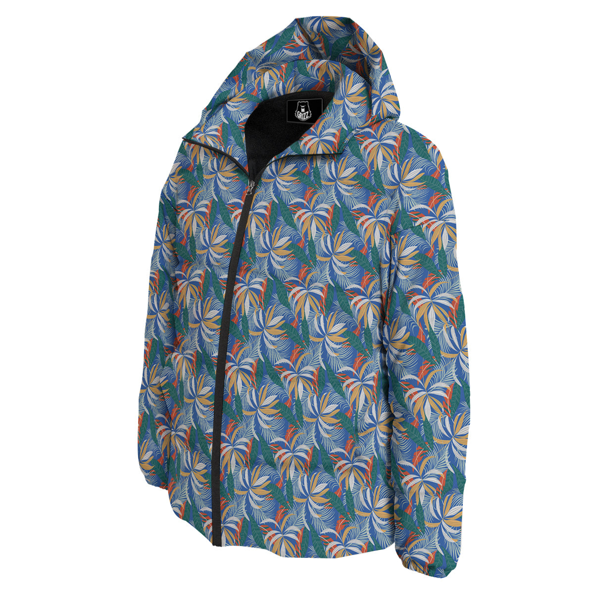 Tropical Leaf Colorful Print Pattern Down Jacket-grizzshop