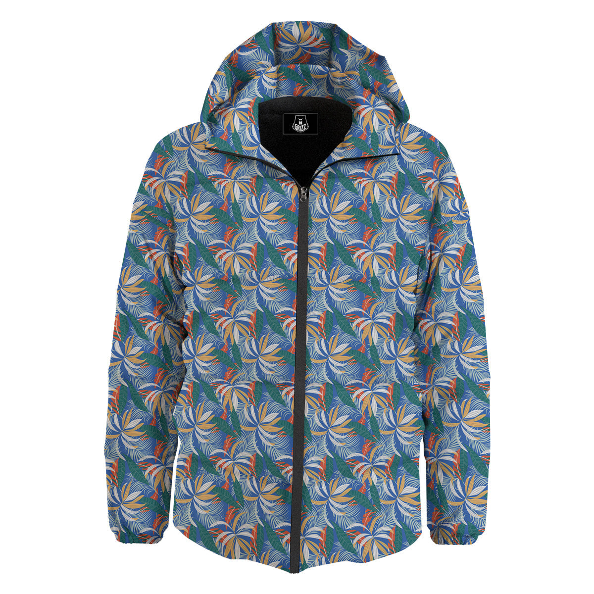 Tropical Leaf Colorful Print Pattern Down Jacket-grizzshop