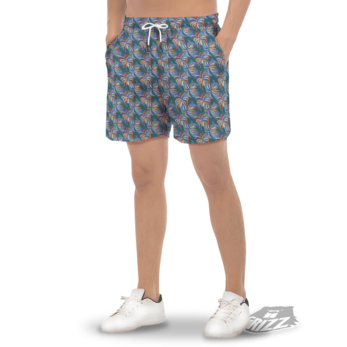 Tropical Leaf Colorful Print Pattern Men's Gym Shorts-grizzshop