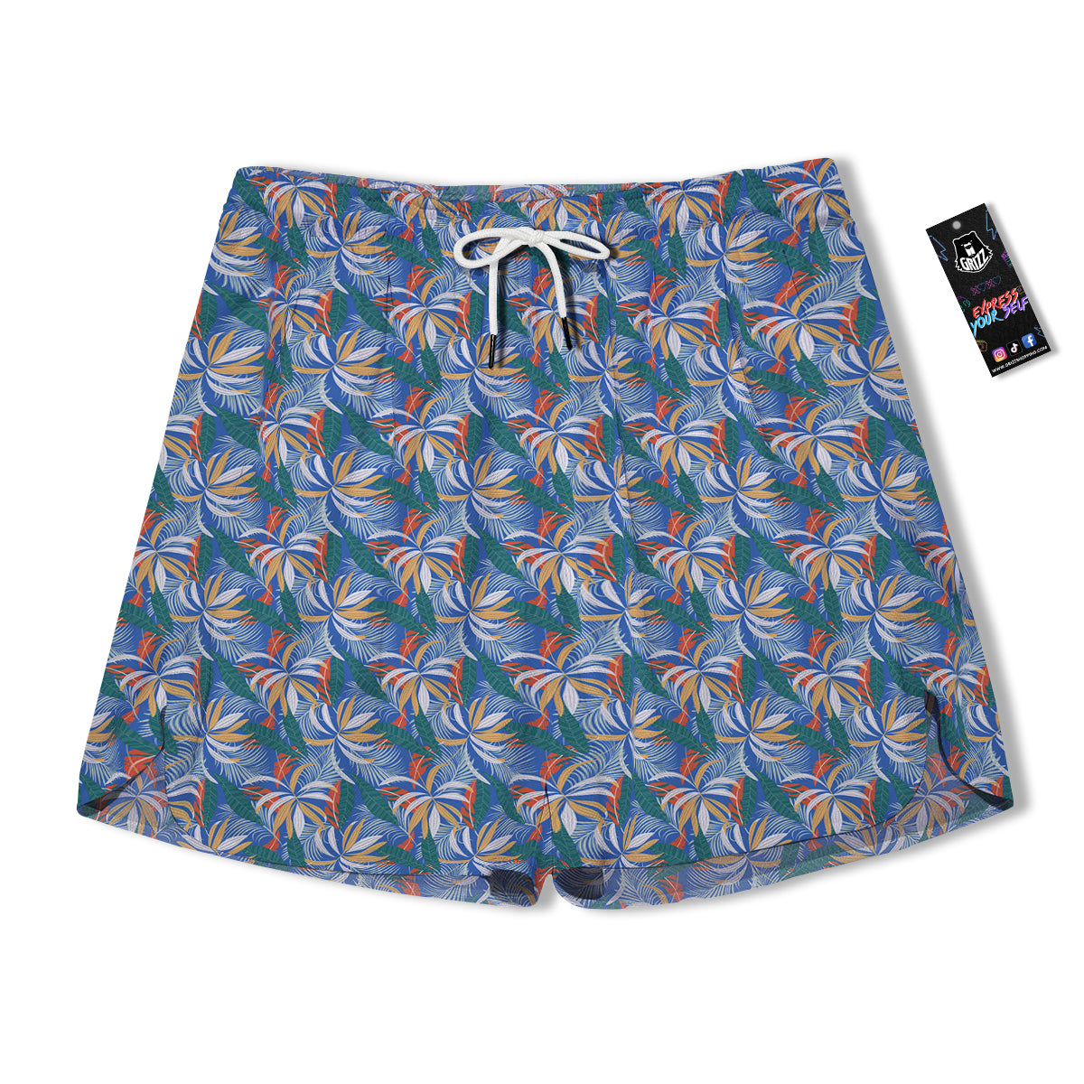 Tropical Leaf Colorful Print Pattern Men's Running Shorts-grizzshop